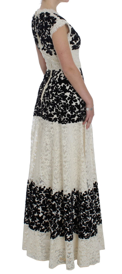  - Elegant Floral Lace Cap Sleeve Maxi Dress