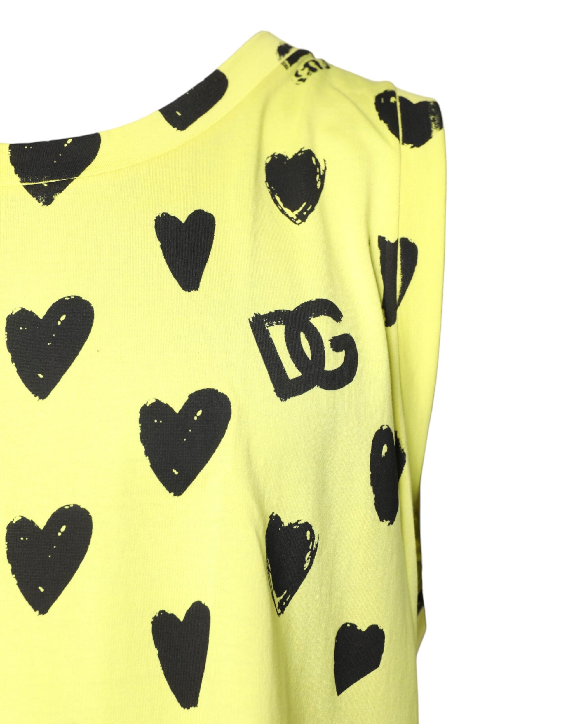 Dolce & Gabbana Yellow Cotton Sleeveless DG Heart T-shirt – Authentic Luxury