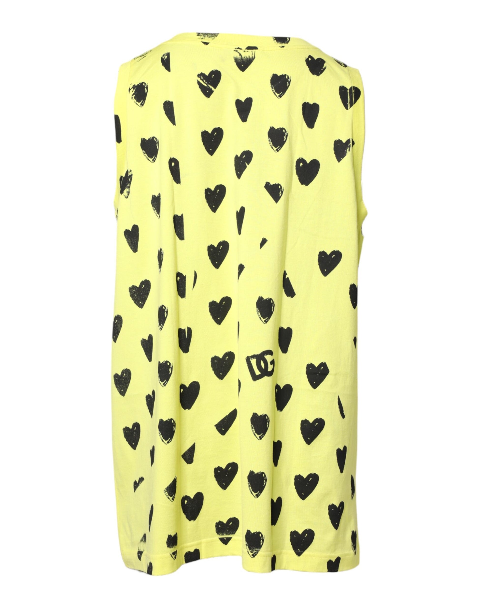 Dolce & Gabbana Yellow Cotton Sleeveless DG Heart T-shirt – Authentic Luxury