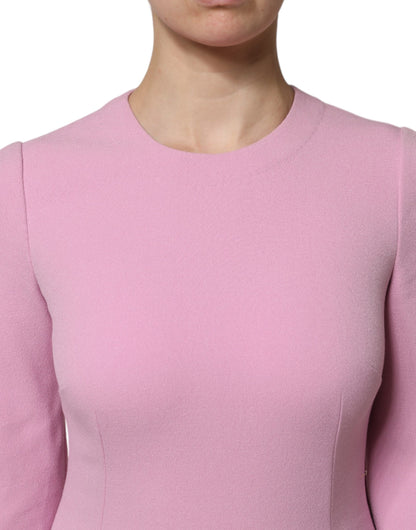 Dolce & Gabbana Pink Long Sleeves Sheath Mini Dress