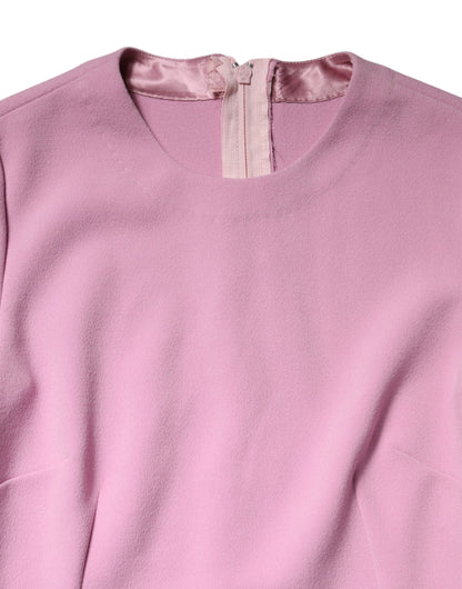 Dolce & Gabbana Pink Long Sleeves Sheath Mini Dress