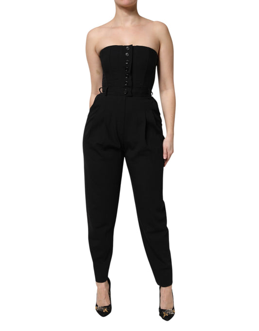 Dolce & Gabbana Black Wool Strapless Jumpsuit