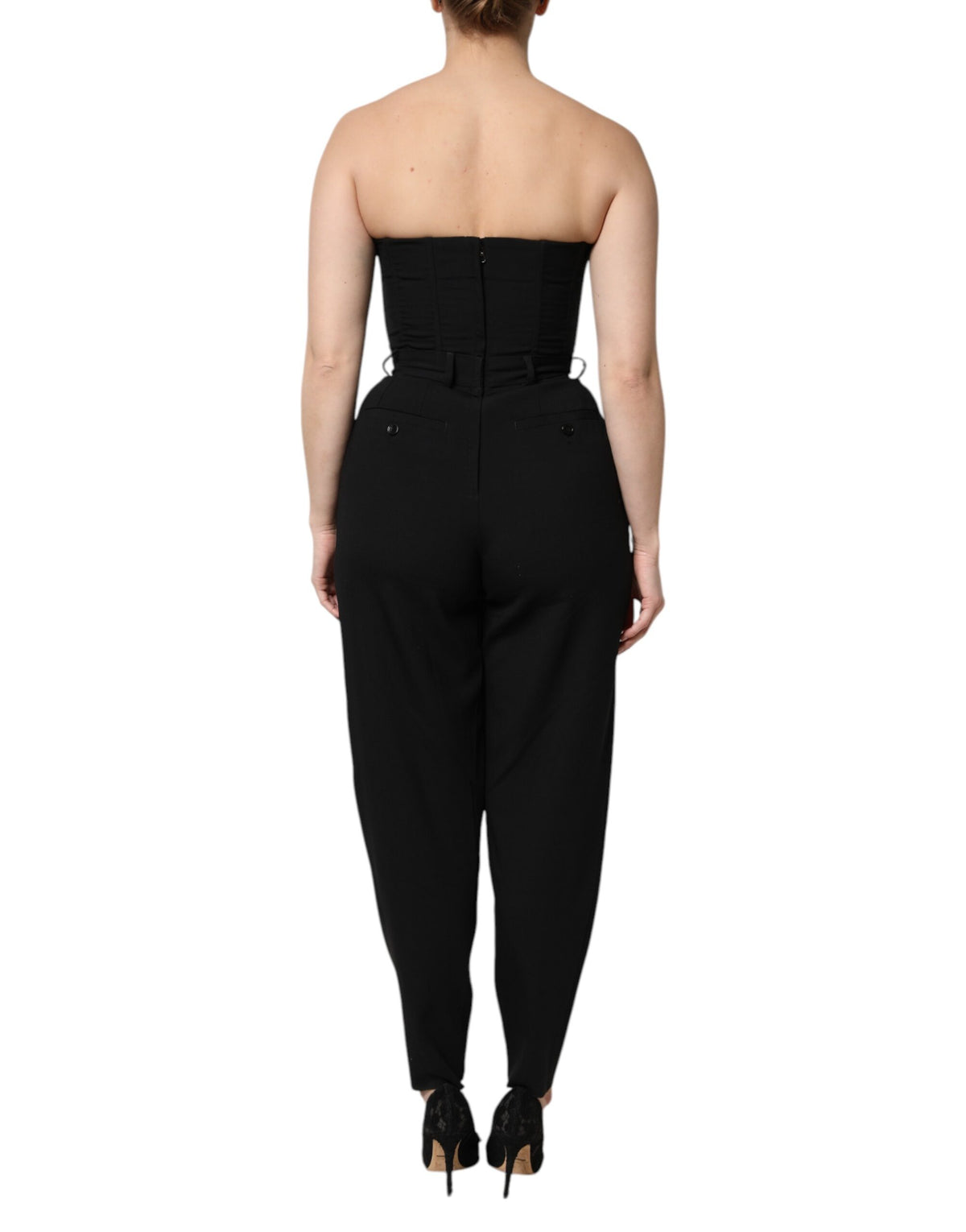 Dolce & Gabbana Black Wool Strapless Jumpsuit