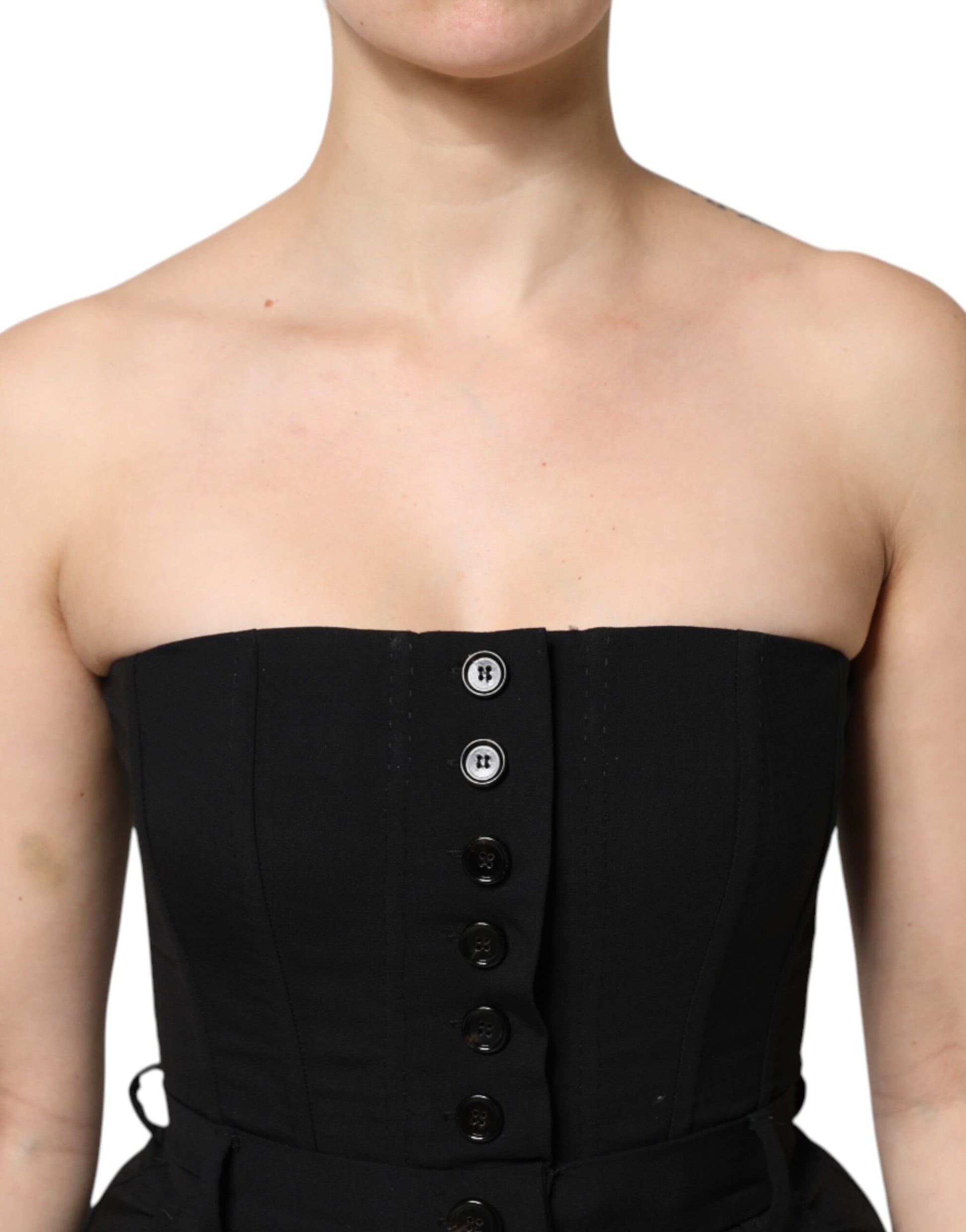 Dolce & Gabbana Black Wool Strapless Jumpsuit