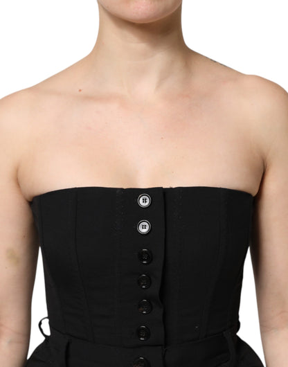 Dolce & Gabbana Black Wool Strapless Jumpsuit