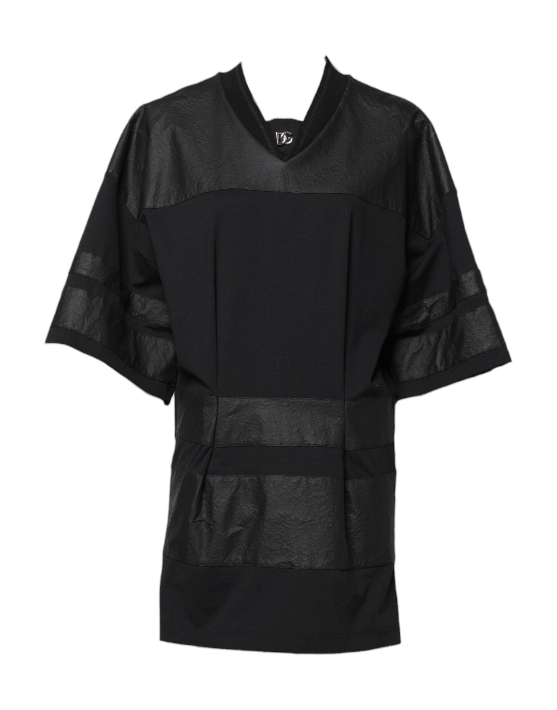 Dolce & Gabbana Black Cotton Short Sleeves V-Neck T-Shirt