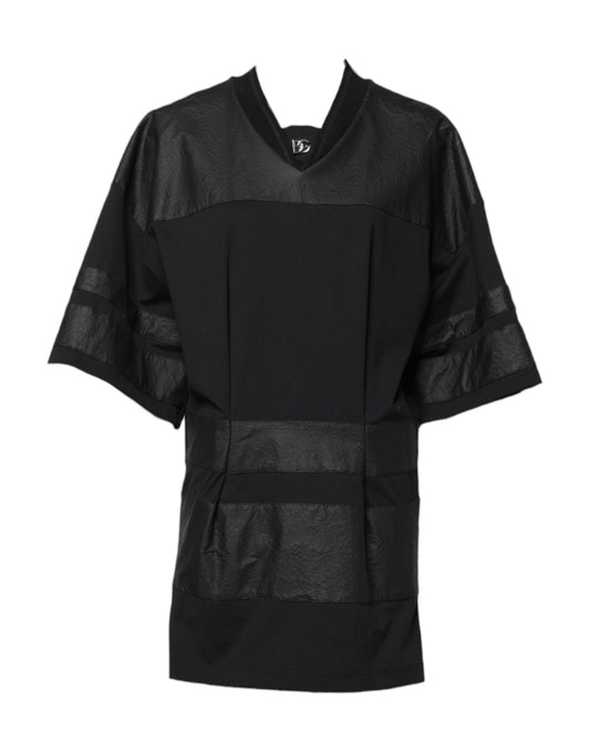 Dolce & Gabbana Black Cotton Short Sleeves V-Neck T-Shirt