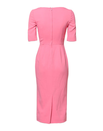 Dolce & Gabbana Pink Short Sleeve Sheath Midi Dress