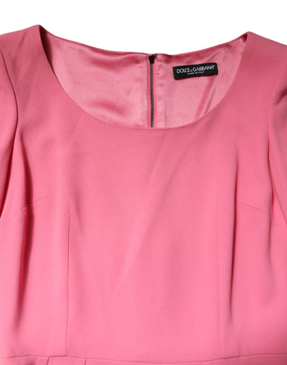 Dolce & Gabbana Pink Short Sleeve Sheath Midi Dress