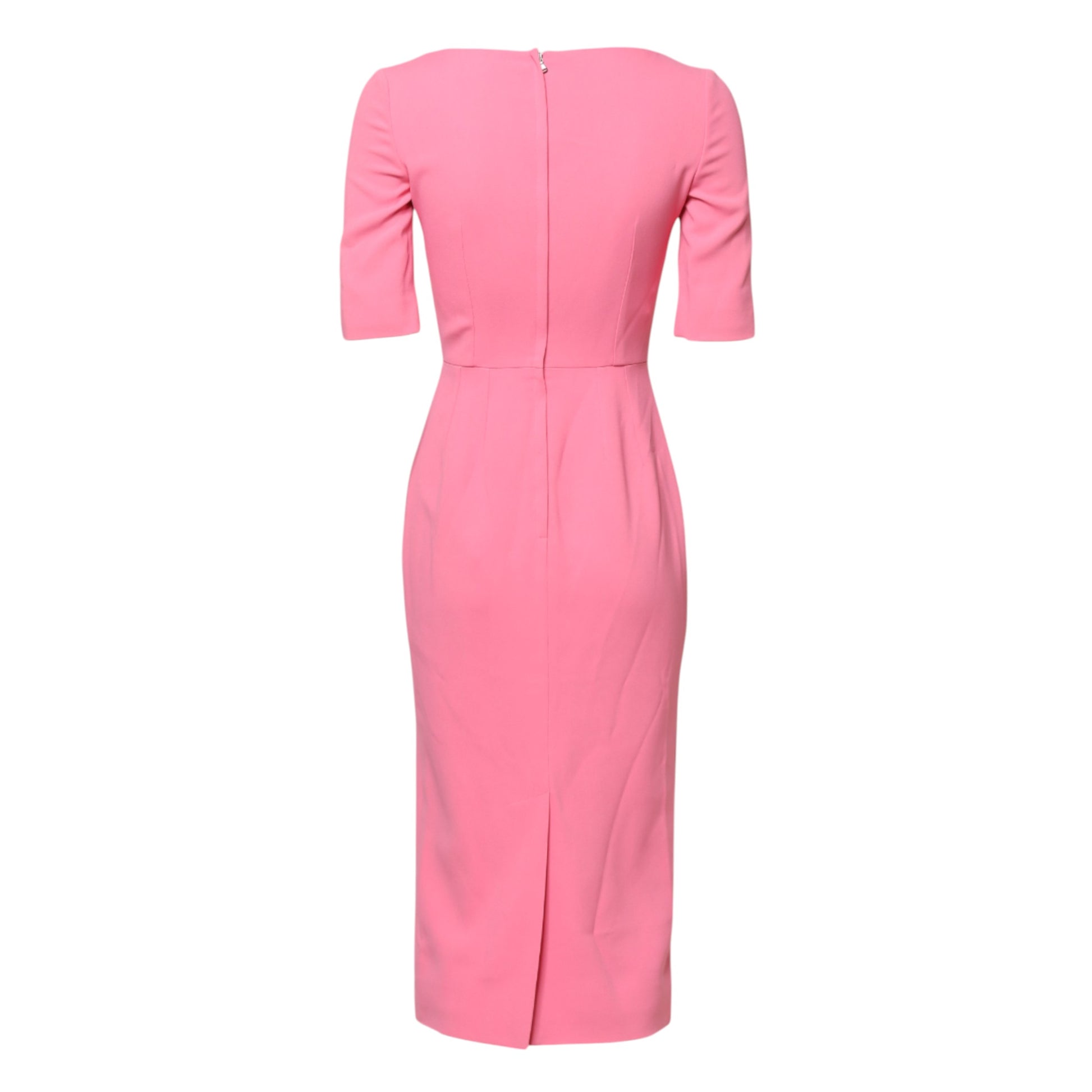 Dolce & Gabbana Pink Short Sleeve Sheath Midi Dress