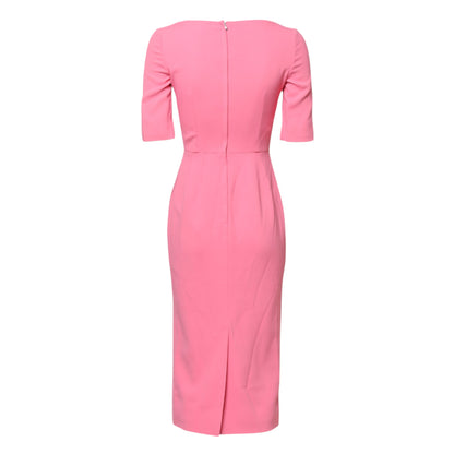 Dolce & Gabbana Pink Short Sleeve Sheath Midi Dress
