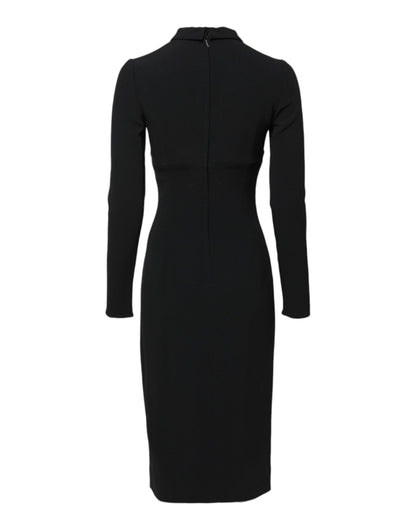 Dolce & Gabbana Black Long Sleeve Bodycon Sheath Midi Dress
