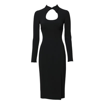 Dolce & Gabbana Black Long Sleeve Bodycon Sheath Midi Dress
