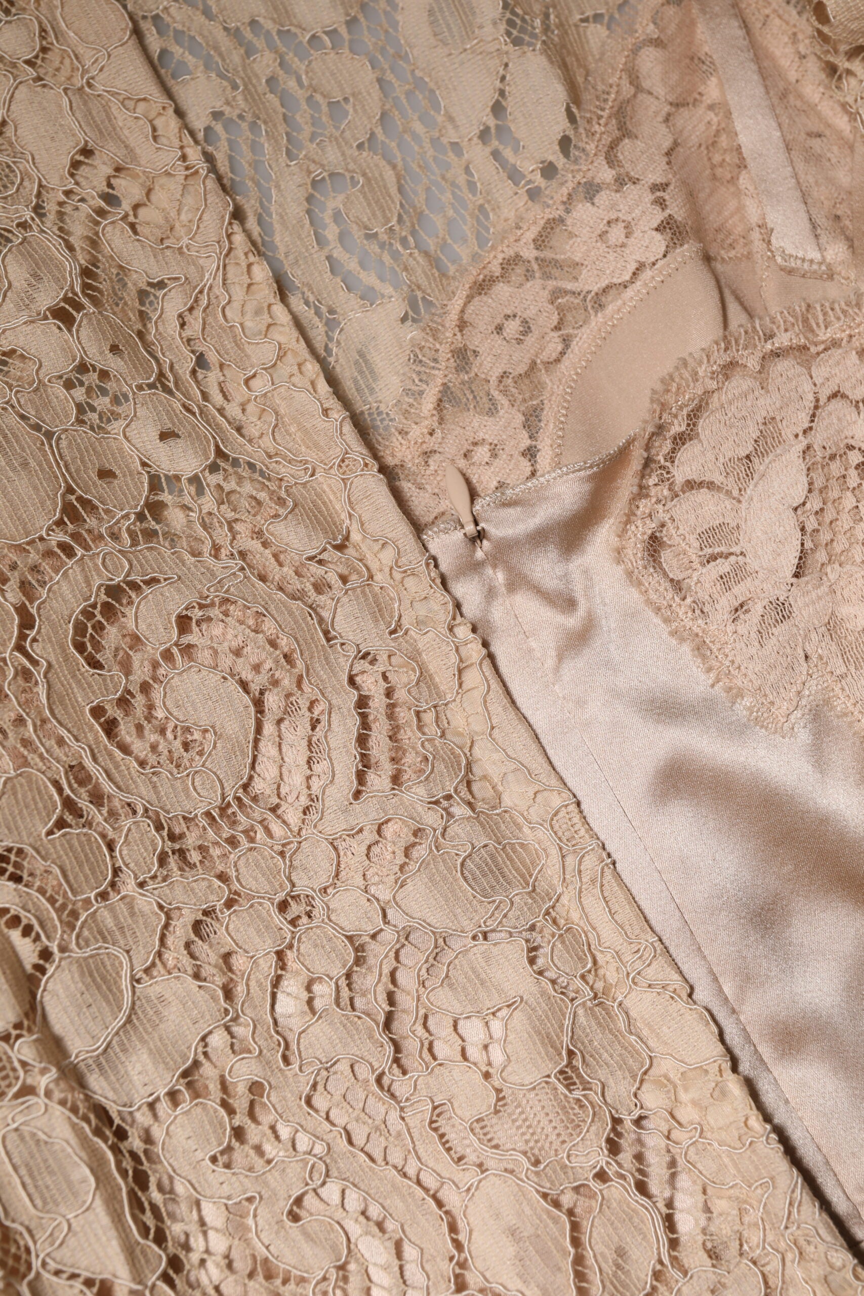 Dolce & Gabbana Beige Floral Lace Sleeveless Sheath Dress - Preowned Elegance