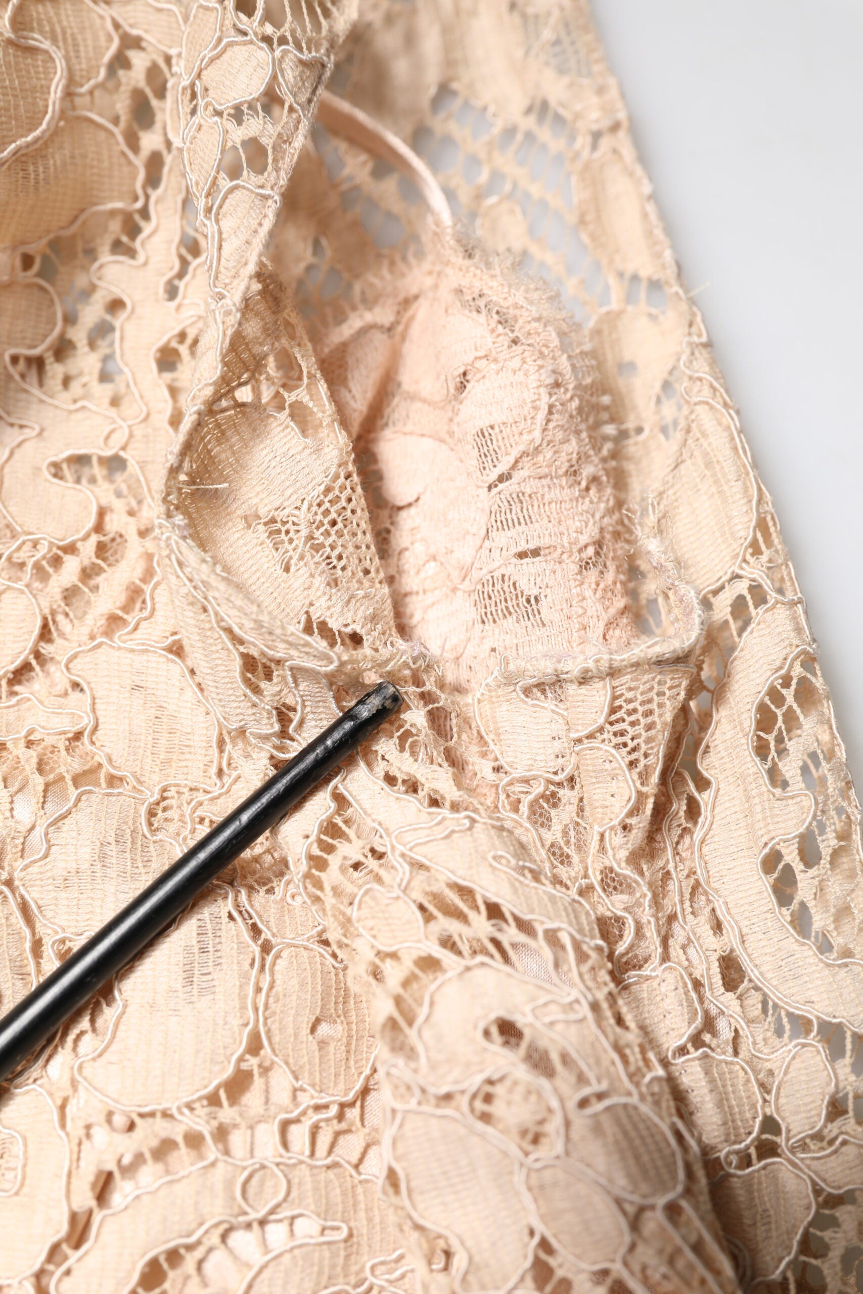 Dolce & Gabbana Beige Floral Lace Sleeveless Sheath Dress - Preowned Elegance