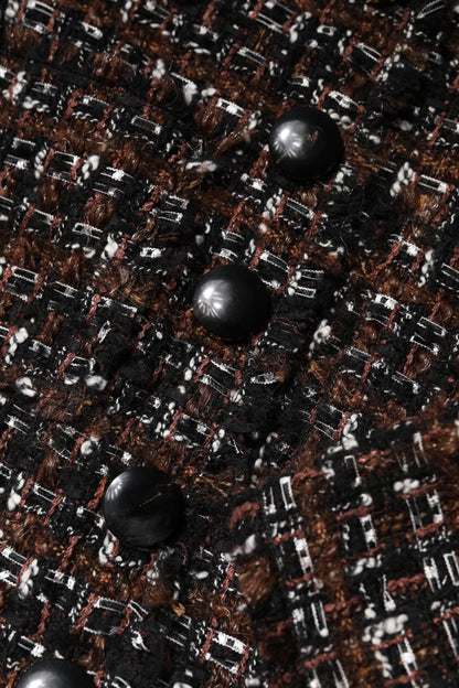 Dolce & Gabbana Brown Tweed Short Sleeve A-line Mini Dress