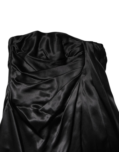Dolce & Gabbana Black Strapless Silk A-line Mini Dress