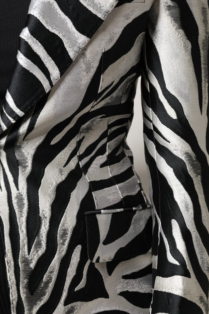 Dolce & Gabbana Black & White Women's Zebra Print Blazer Jacket