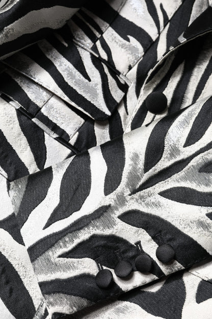 Dolce & Gabbana Black & White Women's Zebra Print Blazer Jacket