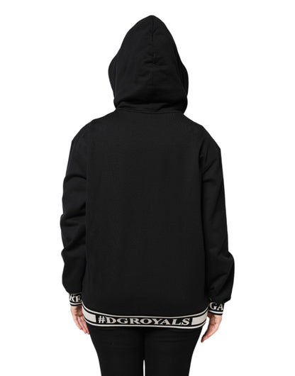 Dolce & Gabbana Black Cotton Hooded Full Zip Hoodie