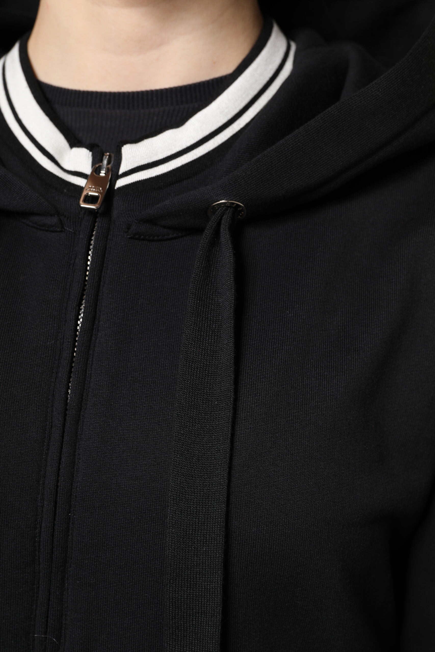 Dolce & Gabbana Black Cotton Hooded Full Zip Hoodie