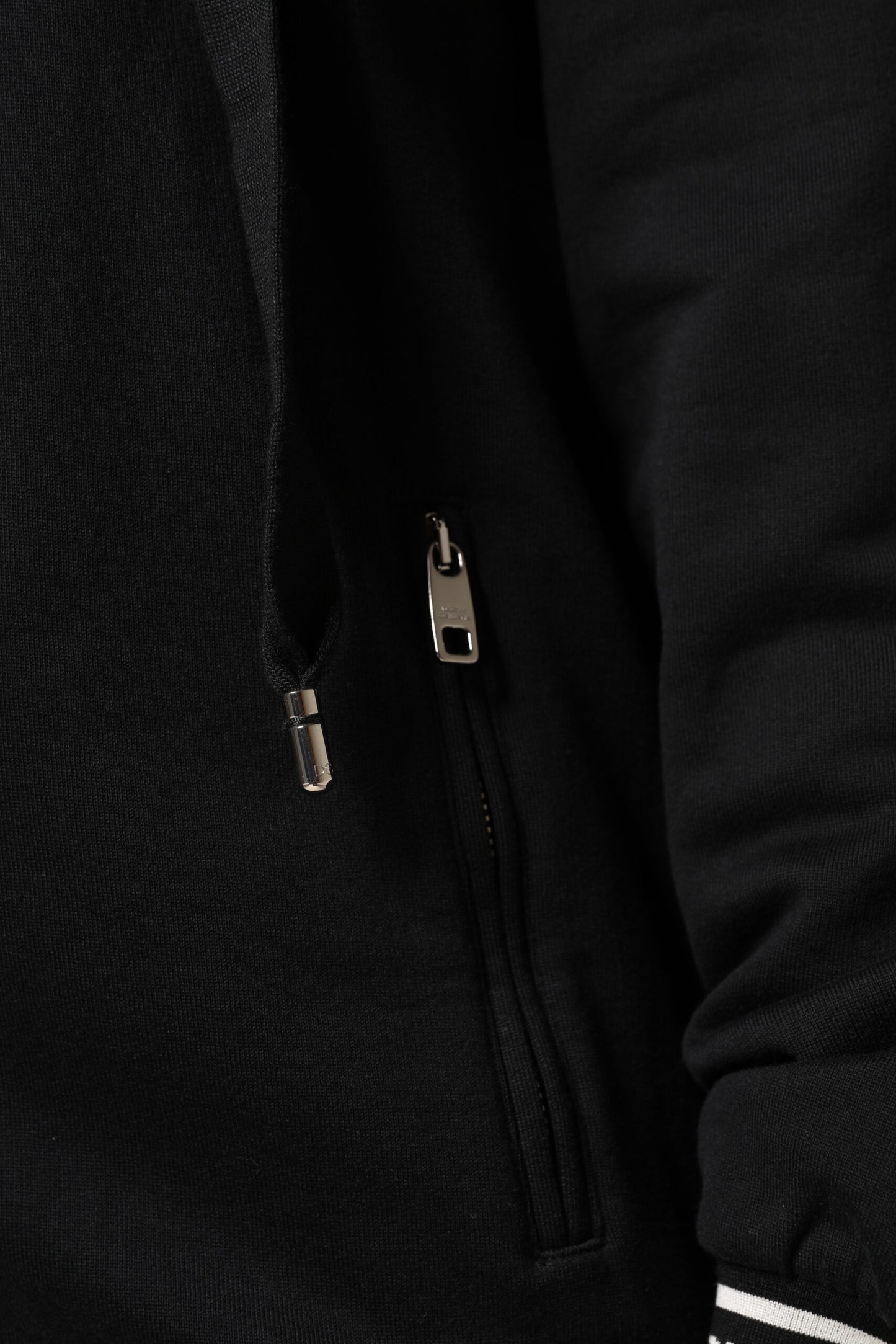 Dolce & Gabbana Black Cotton Hooded Full Zip Hoodie