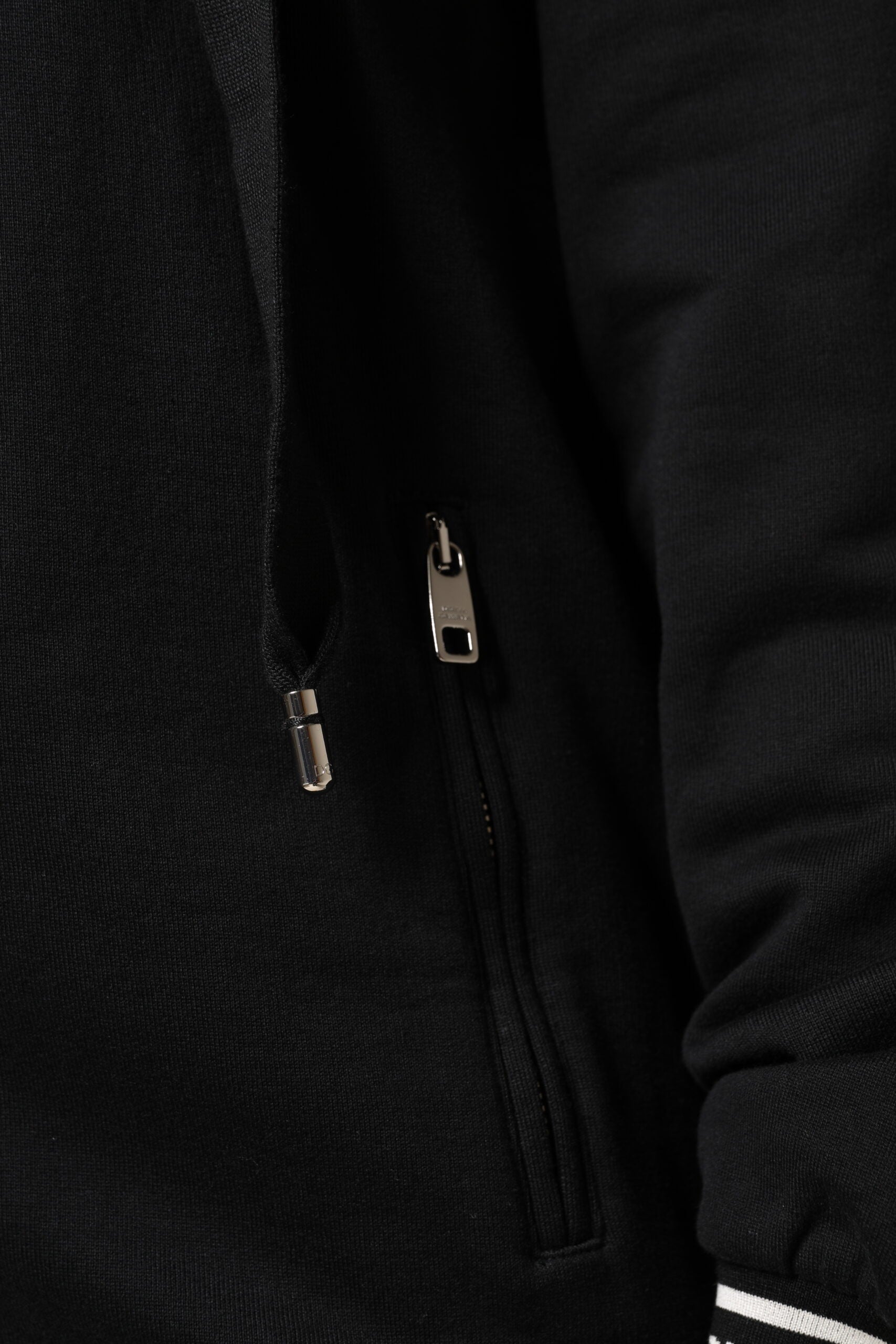 Dolce & Gabbana Black Cotton Hooded Full Zip Hoodie