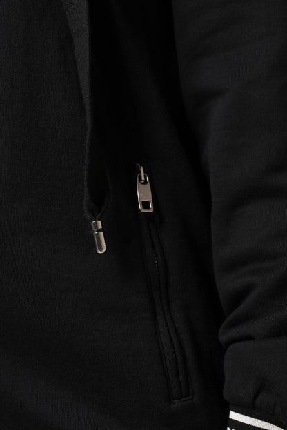 Dolce & Gabbana Black Cotton Hooded Full Zip Hoodie