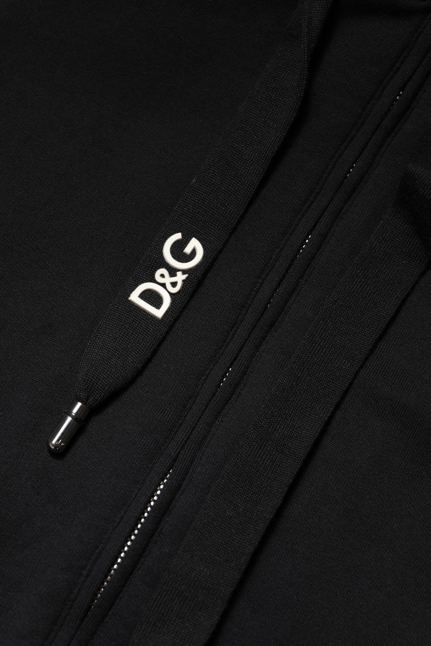 Dolce & Gabbana Black Cotton Hooded Full Zip Hoodie