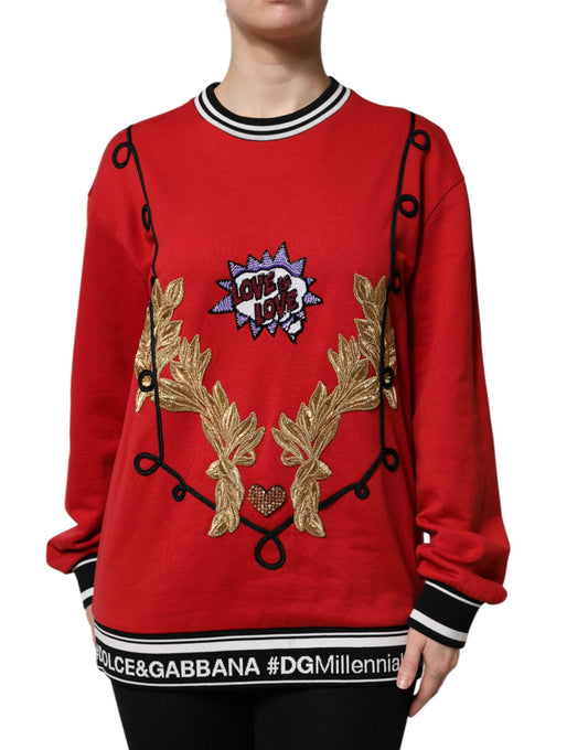 Dolce & Gabbana Red Cotton Queen #DG Millenials Jumper