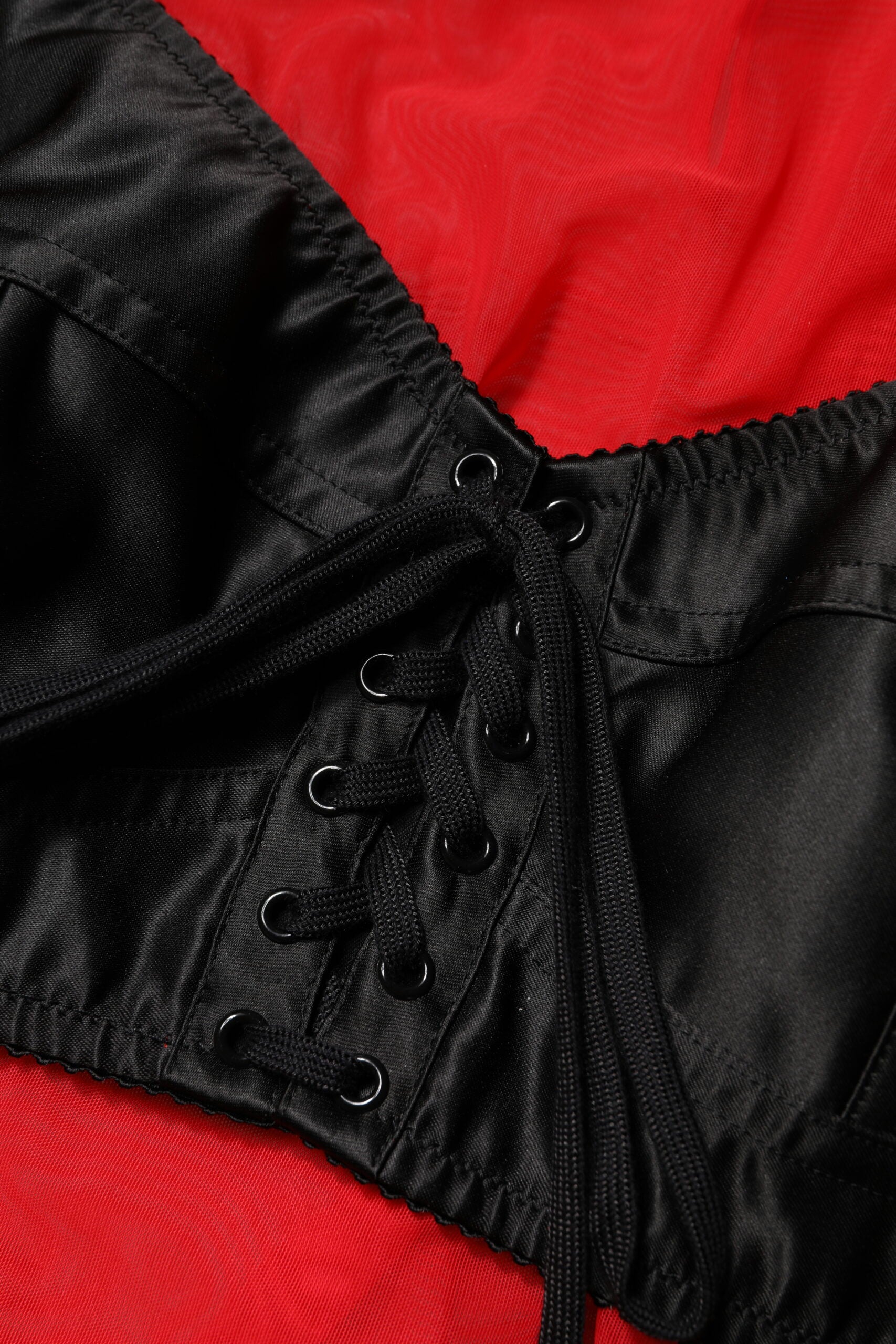 Dolce & Gabbana Red & Black Bustier Detail Long Sleeves Top