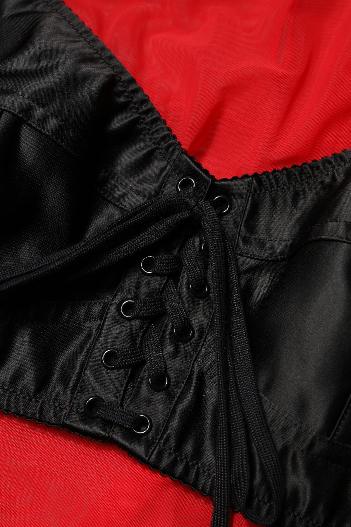 Dolce & Gabbana Red & Black Bustier Detail Long Sleeves Top