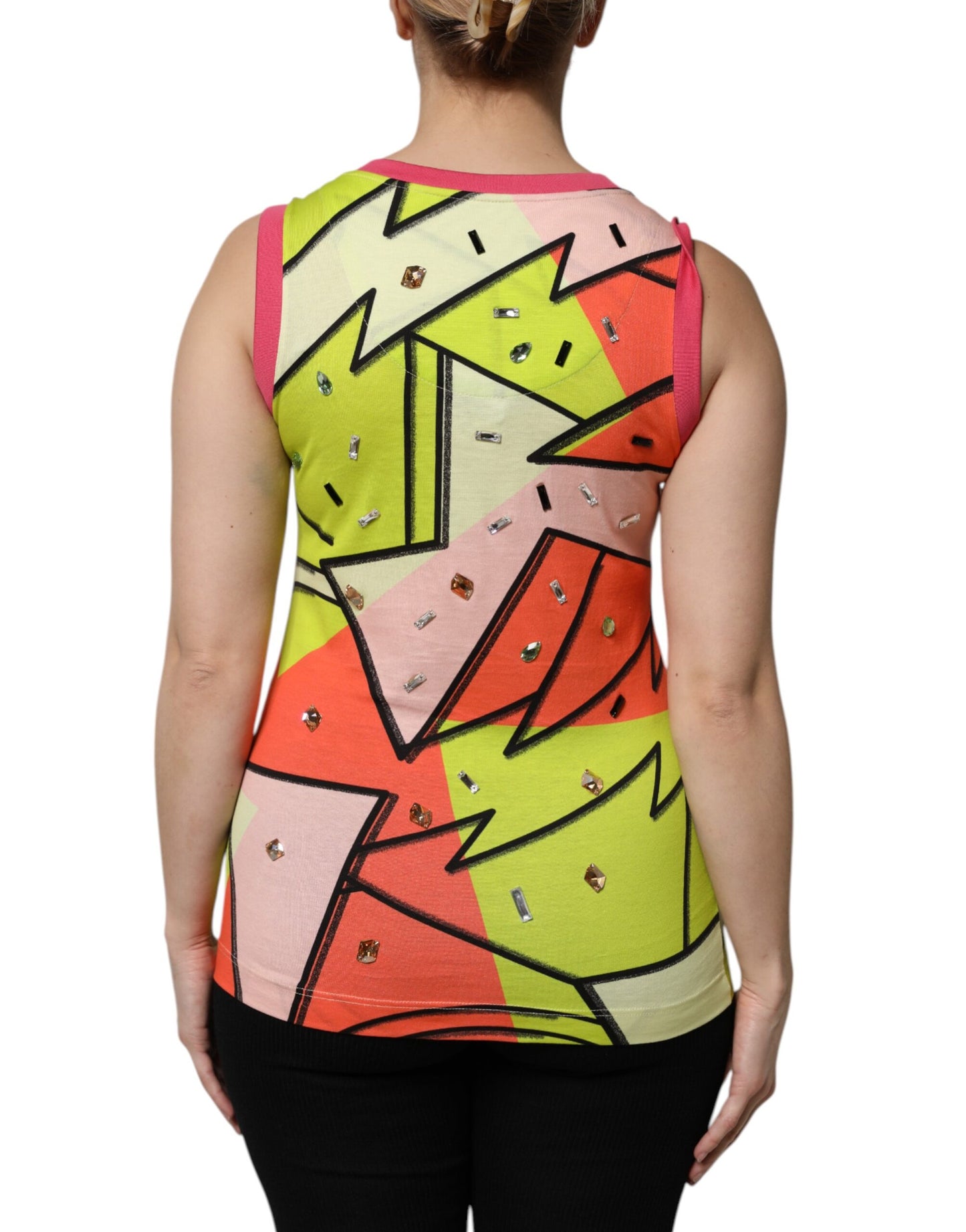 Dolce & Gabbana Multicolour Printed Crystal Embellishment Tank Top