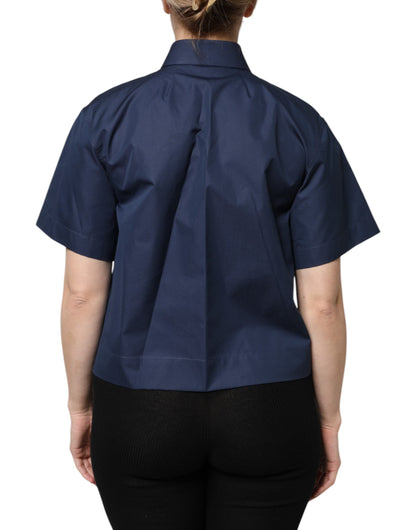Dolce & Gabbana Blue Cotton Short Sleeves Button Down Polo Top