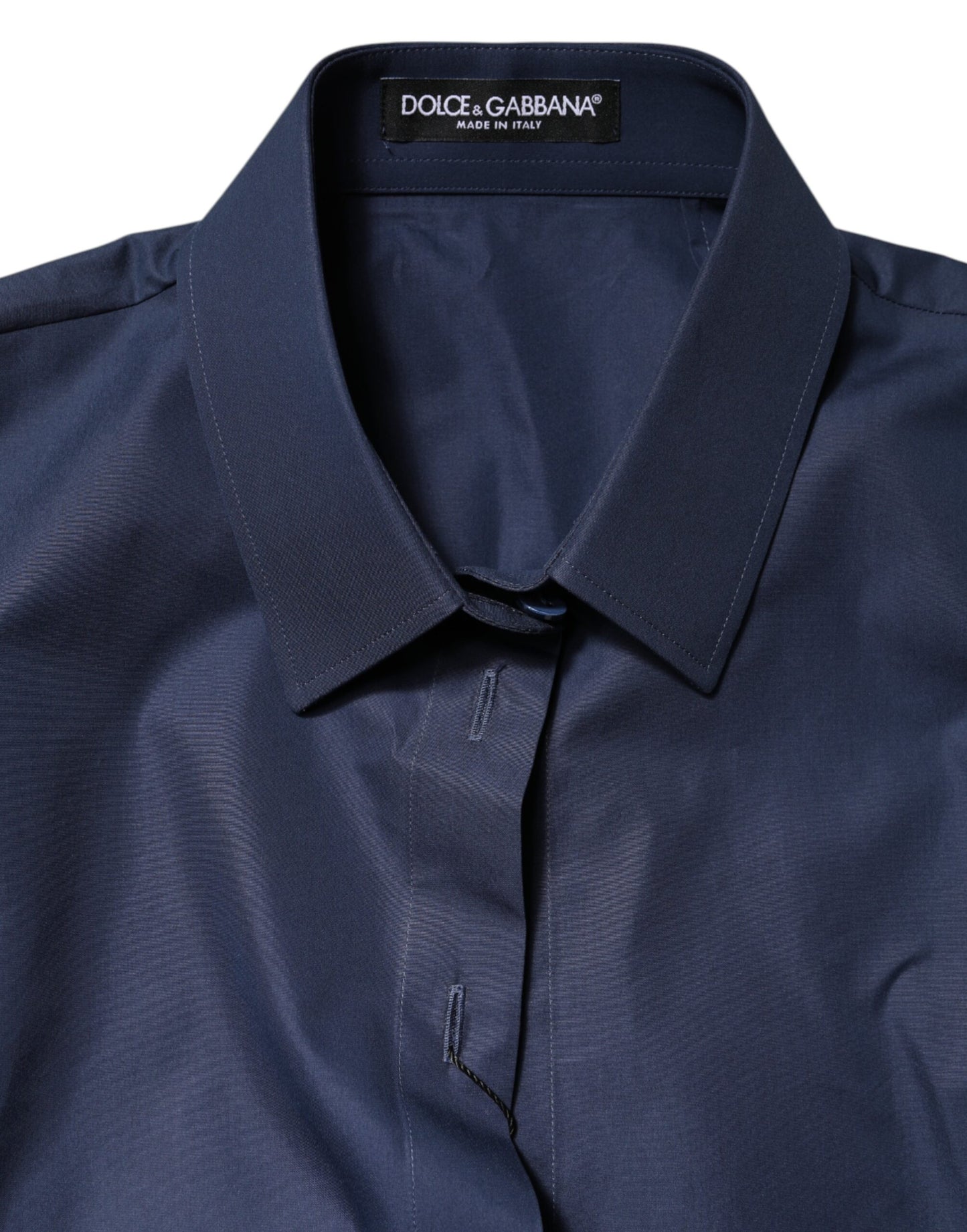 Dolce & Gabbana Blue Cotton Short Sleeves Button Down Polo Top
