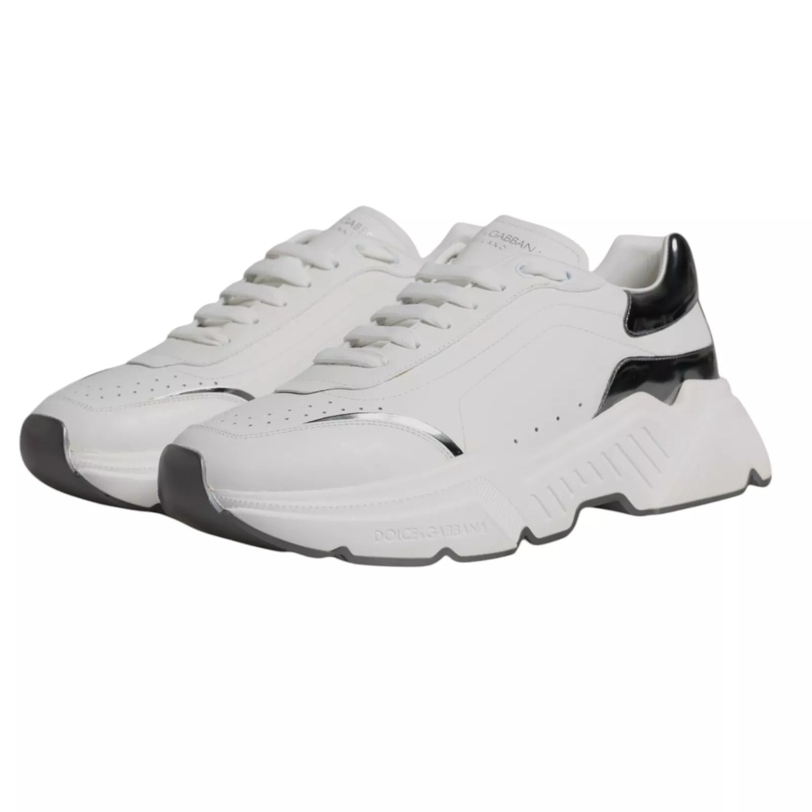Dolce & Gabbana DAYMASTER White Silver Leather Sneakers