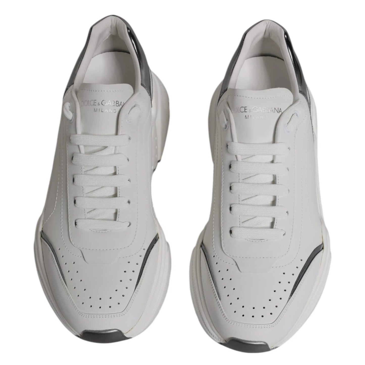 Dolce & Gabbana DAYMASTER White Silver Leather Sneakers