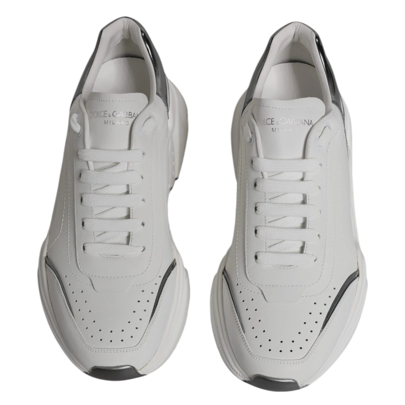 Dolce & Gabbana DAYMASTER White Silver Leather Sneakers