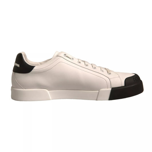 Dolce & Gabbana White Leather Logo Portofino Sneakers Shoes - Preowned