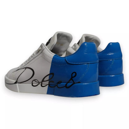 Dolce & Gabbana White & Blue Logo Portofino Sneakers for Women