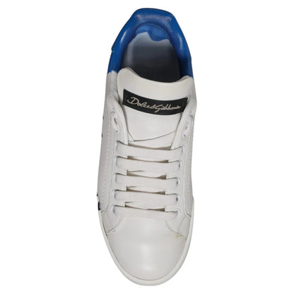 Dolce & Gabbana White & Blue Logo Portofino Sneakers for Women