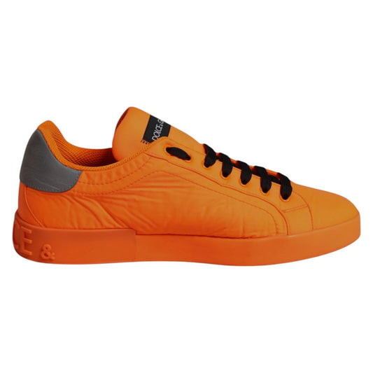 Dolce & Gabbana Orange Portofino Logo Tape Men Sneakers