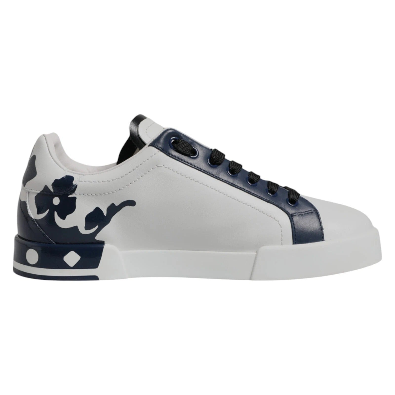Dolce & Gabbana White Blue Crown Low Top Men's Sneakers