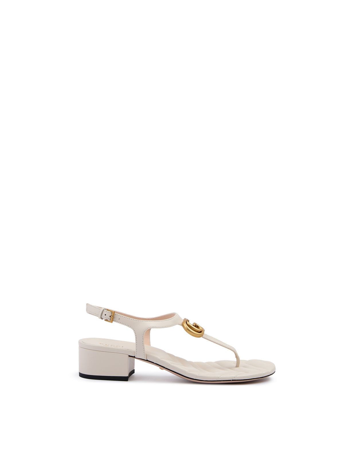 Gucci White Nappa Leather Thong Sandal Heels