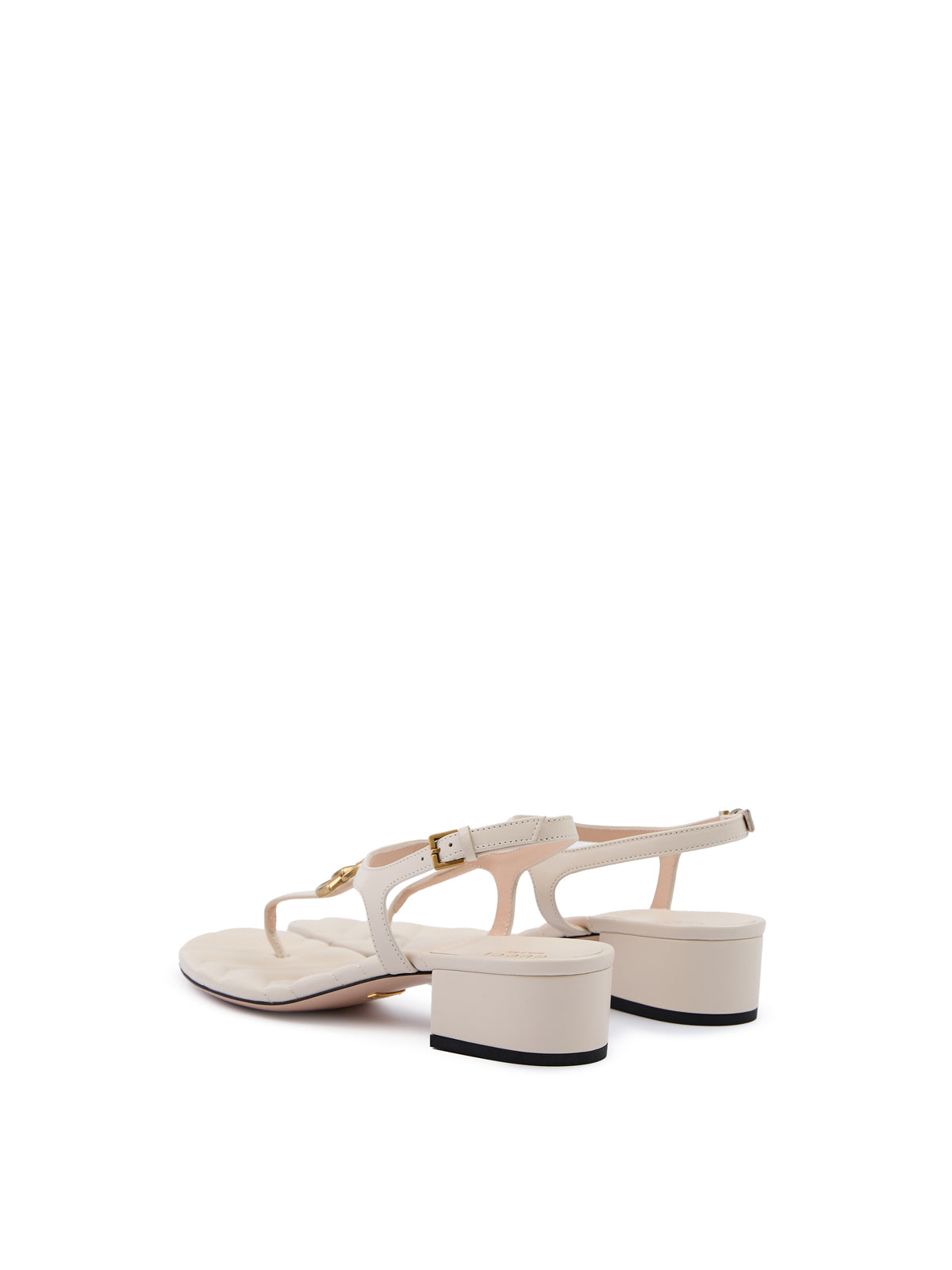 Gucci White Nappa Leather Thong Sandal Heels