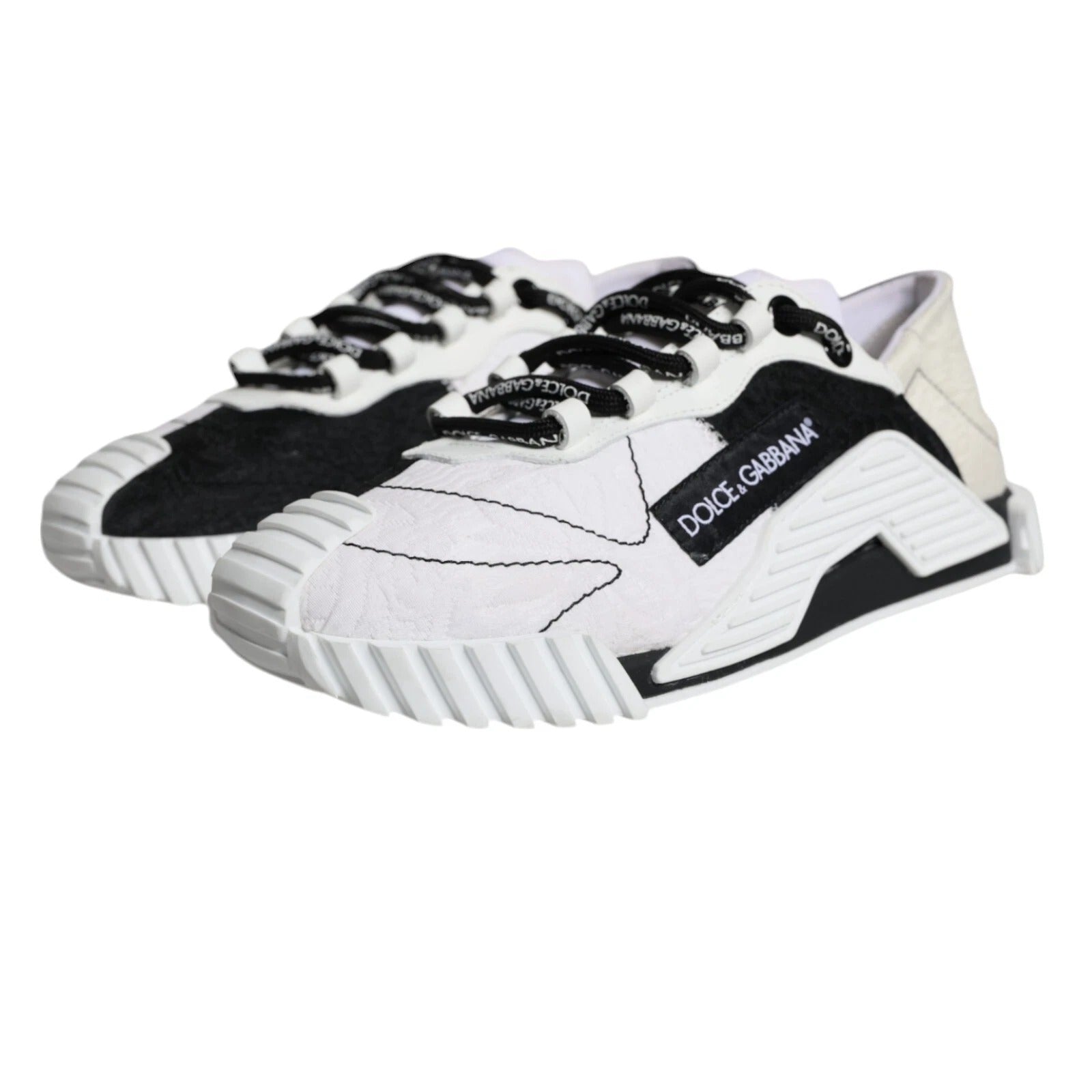 Dolce & Gabbana White & Black Low Top NS1 Sneakers