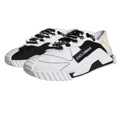Dolce & Gabbana White & Black Low Top NS1 Sneakers