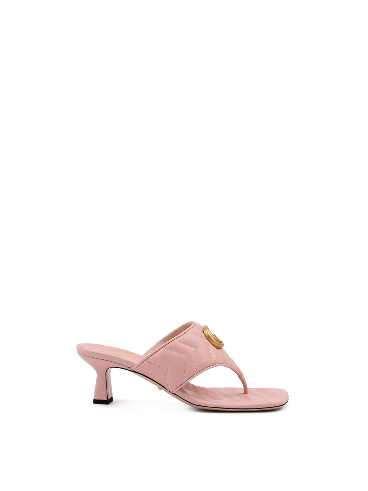 Gucci Pink Nappa Leather Thong Sandal Heels