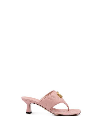 Gucci Pink Nappa Leather Thong Sandal Heels