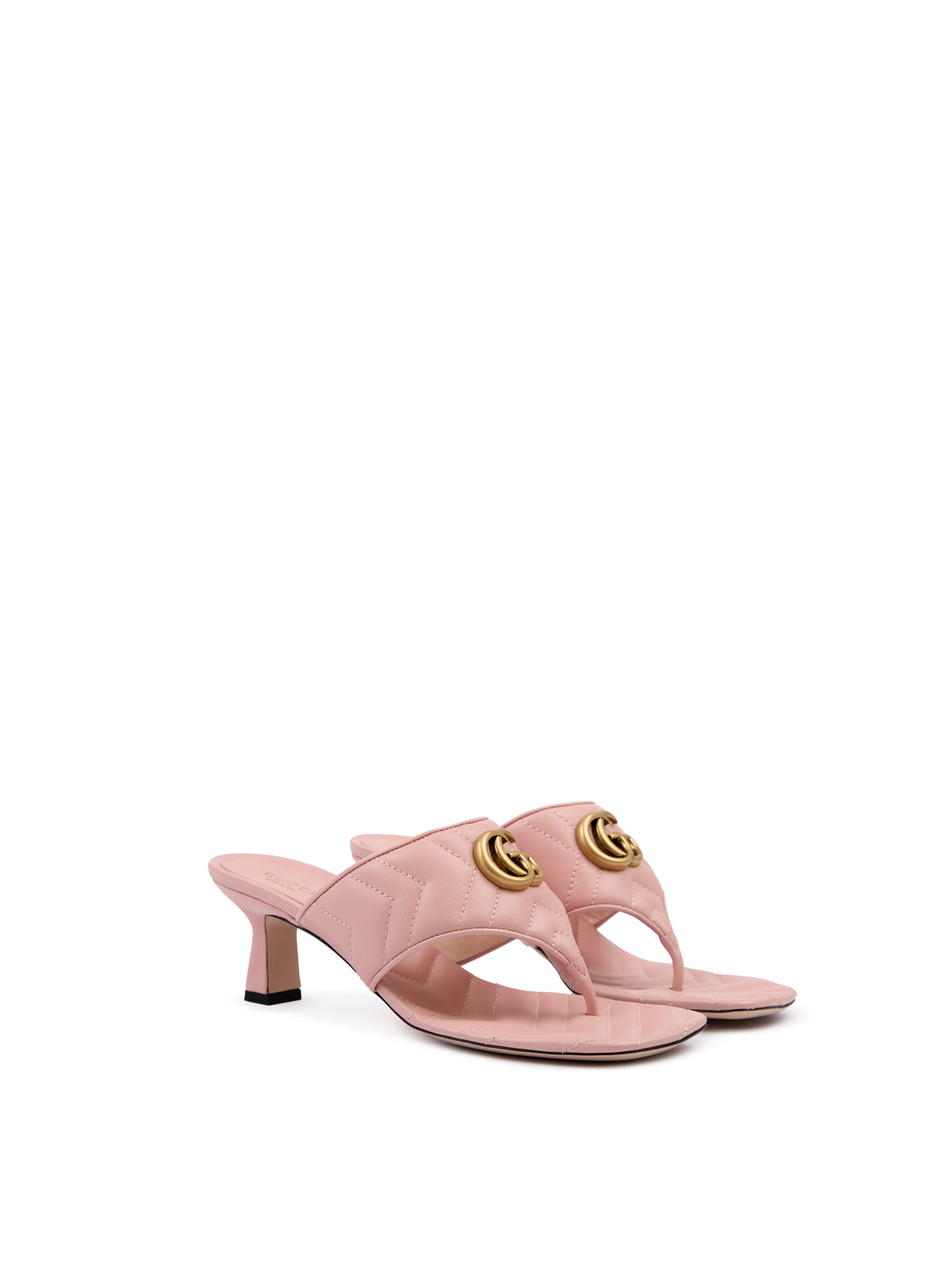 Gucci Pink Nappa Leather Thong Sandal Heels
